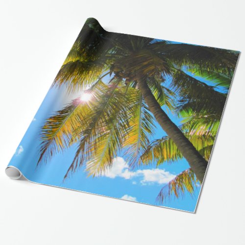 Palm Paradise Blue Sky Sunshine Wrapping Paper
