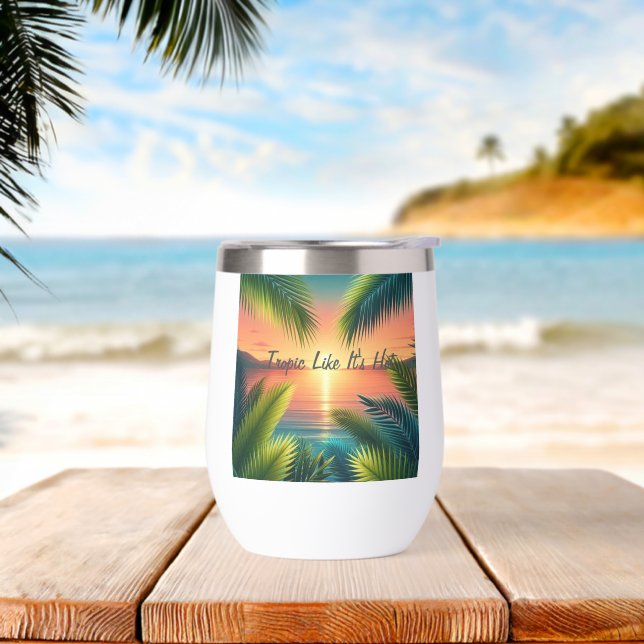Palm Paradise Thermal Wine Tumbler (Beach)