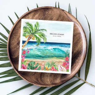 Palm Paradise Tropical Beach Wedding, Shower, Luau Napkins