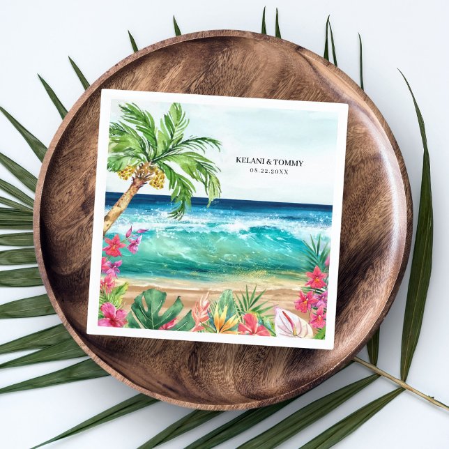 Palm Paradise Tropical Beach Wedding, Shower, Luau Napkins (Creator Uploaded)