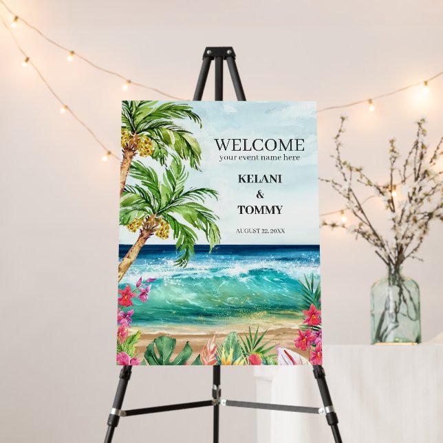 Palm Paradise Tropical Beach Welcome  Foam Board (In Situ (Stand))