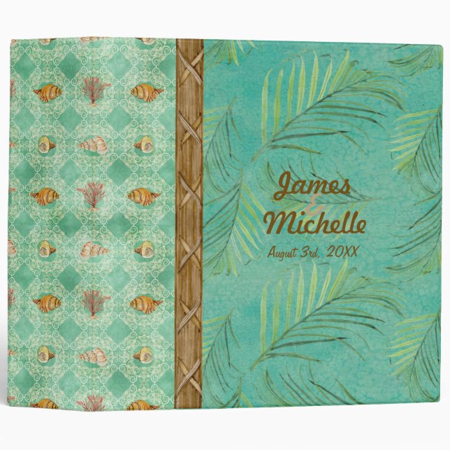 Palm Paradise Wedding Photo Scrapbook Binder (Front/Spine)