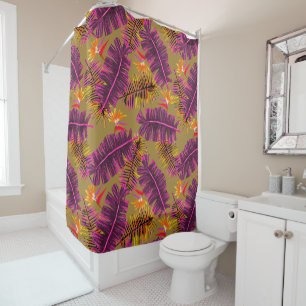 Palm Paradise Yellow Orange Shower Curtain