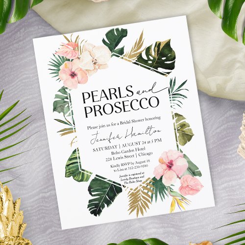 Palm Pearls and Prosecco Bridal Shower Invitation