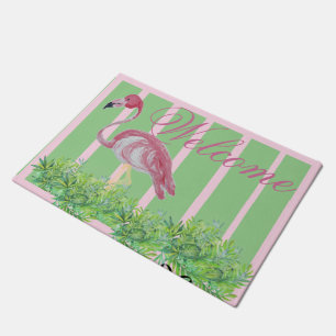 Palm Pink Flamingo Flamingos  Doormat
