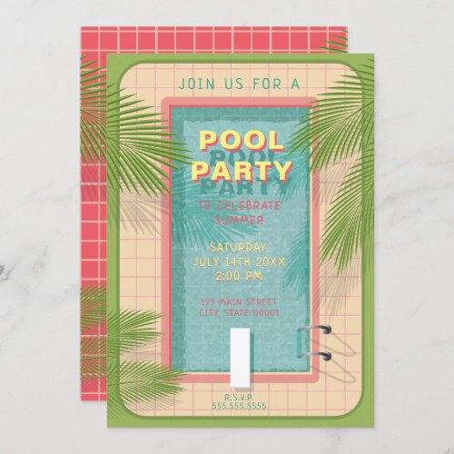 Palm Pool Party Invitation