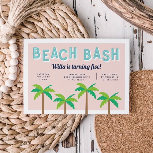 Palm Pop  Beach Birthday Party Invitation