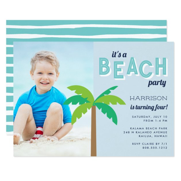 Palm Pop | Beach Birthday Party Photo Invitation