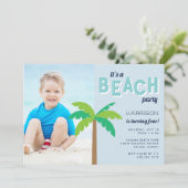 Palm Pop | Beach Birthday Party Photo Invitation (Standing Front)