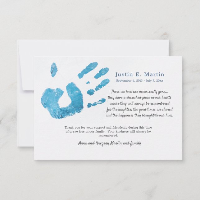 Palm Print Sympathy Thank You Card (Front)