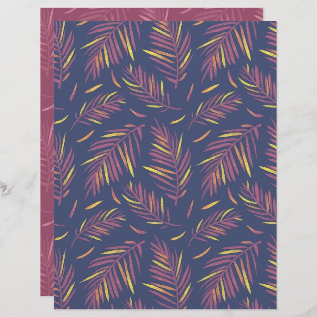 Palm Purple Scrapbook Paper (Front/Back)