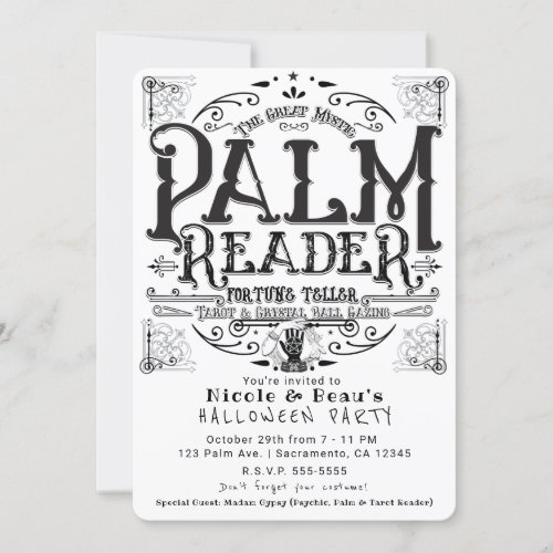 Palm Reader Vintage Magic Fortune Teller Halloween Invitation