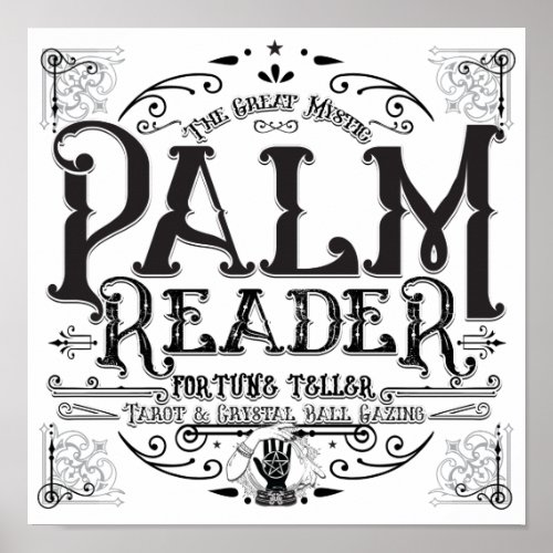 Palm Reader Vintage Magic Fortune Teller Halloween Poster
