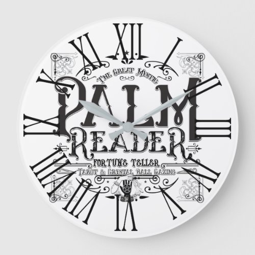 Palm Reader Vintage Magic Fortune Teller Sign Large Clock