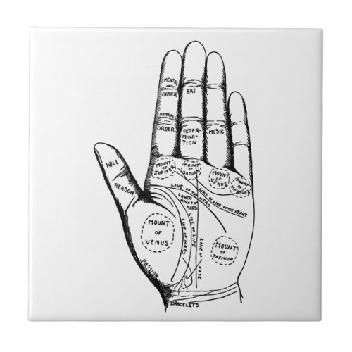 Palm Reading Chart Palmistry fortune teller future Ceramic Tile