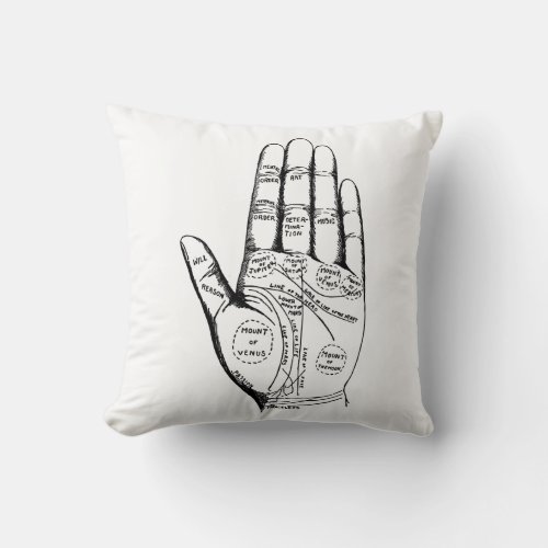 Palm Reading Chart Palmistry fortune teller future Throw Pillow