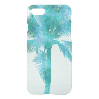 Palm Silhouette Blue Watercolor Background Texture iPhone SE/8/7 Case