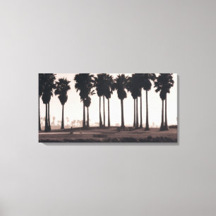 Palm Silhouettes by the Water Panoramic Photo Ca Canvas Print