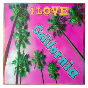 "Palm Sky: I LOVE California 3" Tile