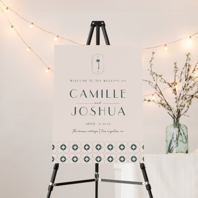 Palm spring retro wedding Welcome Sign (In Situ (Stand))