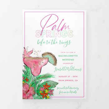 Palm Springs Bachelorette Itinerary  Tri-fold Invi by partypapercreations at Zazzle
