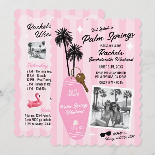 Palm Springs Bachelorette Weekend Getaway (Pink) Invitation