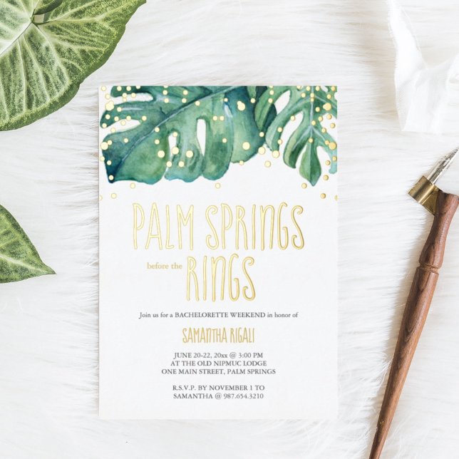 Palm Springs Beach Bachelorette Weekend Girls Trip Foil Invitation (Bachelorette party invitation Palm Springs Beach Weekend Girls Trip Foil Invitation)