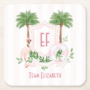 Palm Springs Beach Social Club Bachelorette Party Square Paper Coaster