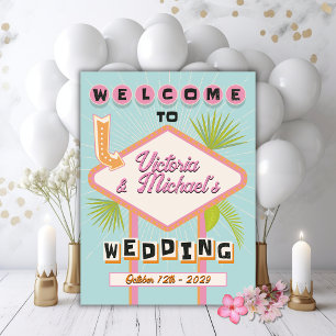 Palm Springs Beach Wedding Mod Retro Welcome Sign