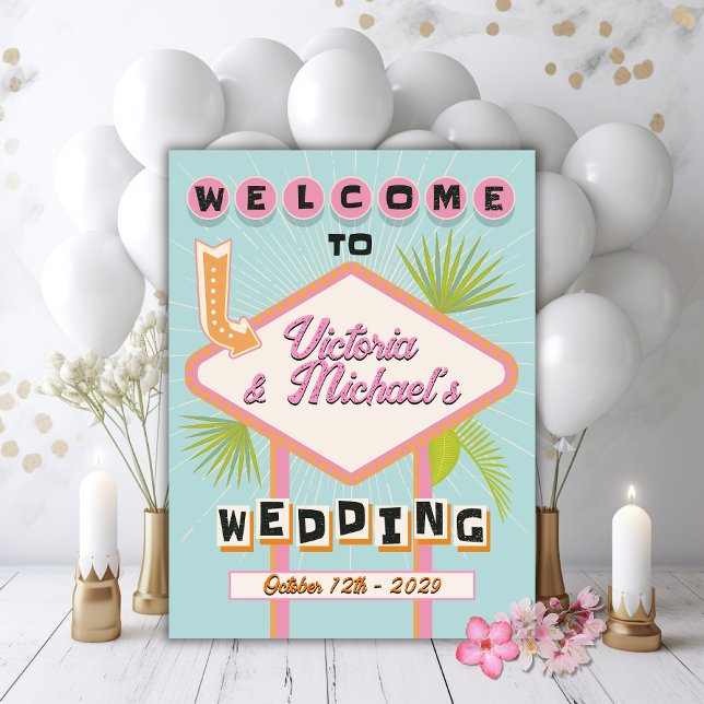 Palm Springs Beach Wedding Mod Retro Welcome Sign (Creator Uploaded)