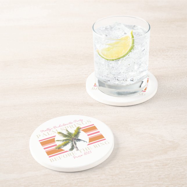 Palm Springs Before the Ring – Retro Bachelorette Coaster (Side)