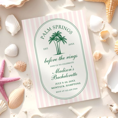 Palm Springs Before The Rings Bachelorette Party Invitation