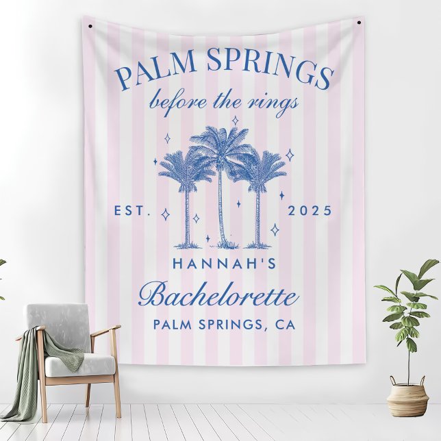 Palm Springs Before The Rings Blue Bachelorette Fleece Blanket (Creator Uploaded)