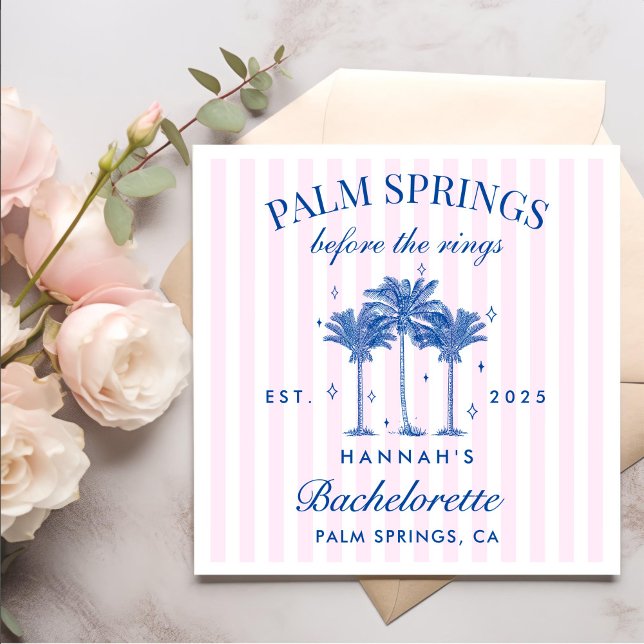 Palm Springs Before The Rings Blue Bachelorette Napkins (Creator Uploaded)