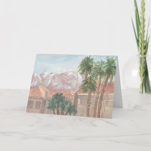 "Palm Springs/CA" Watercolor Sketch Greeting Card (Front)