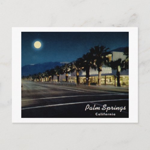 Palm Springs California at Night Vintage Postcard