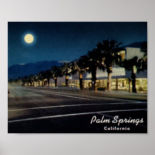 Palm Springs California at Night Vintage Poster