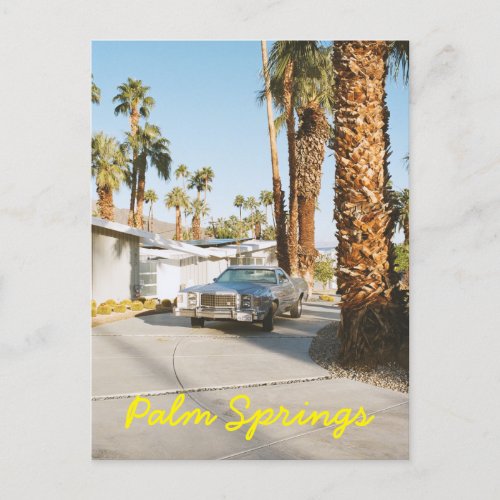 Palm Springs California Classic Car and Palm Trees Postcard