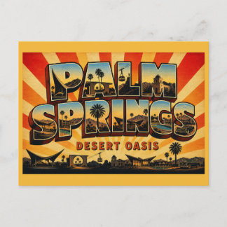 Palm Springs California Desert Oasis Vintage Art Postcard