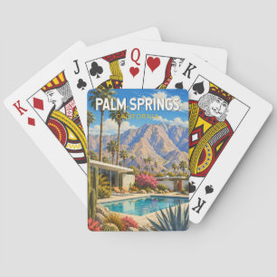 Palm Springs California Illustration Travel Art Poker Cards