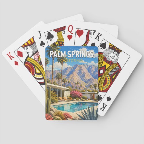 Palm Springs California Illustration Travel Art Poker Cards