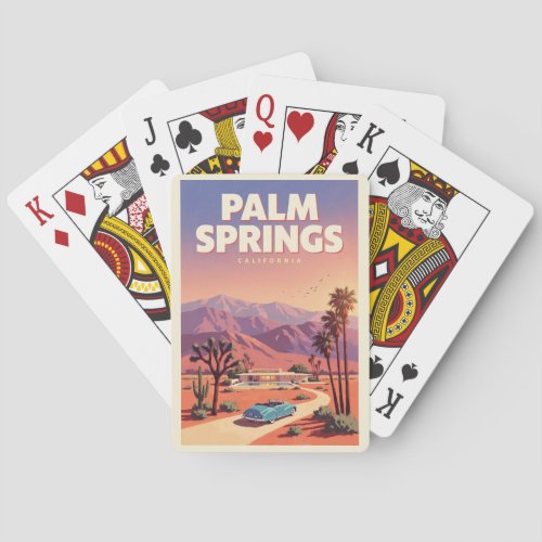 Palm Springs California Illustration Travel Art Poker Cards