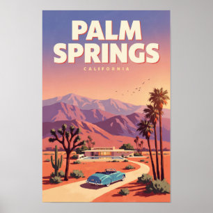 Palm Springs California Illustration Travel Art Poster