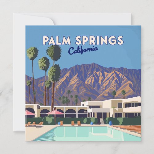 Palm Springs California Pool Hotel Trees Retro