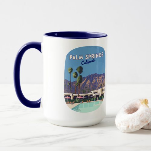 Palm Springs California Pool Hotel Trees Retro Mug