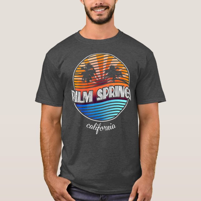 Palm Springs California   Retro Palm Tree T-Shirt (Front)