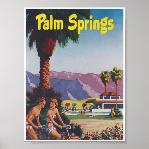 Palm Springs California Retro Vintage Travel Poster
