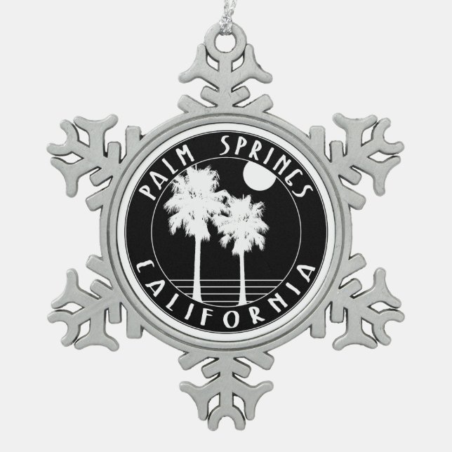 Palm Springs California Snowflake Pewter Christmas Ornament (Front)