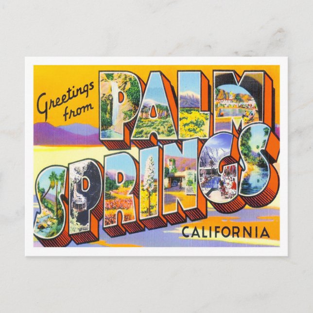 Palm Springs, California Vintage Big Letters Postcard (Front)