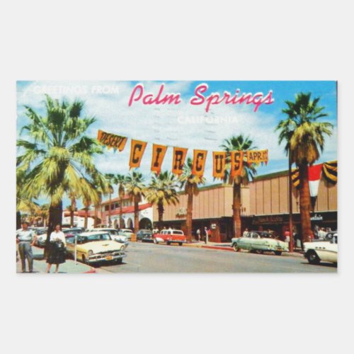 Palm Springs California _ Vintage Postcard Rectangular Sticker